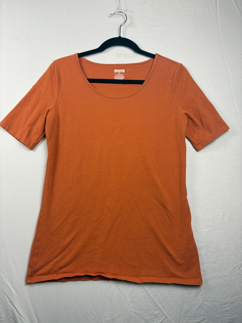 Duluth Trading Co Womens Size Medium Blank Stretch Short Sleeve T-Shirt Orange